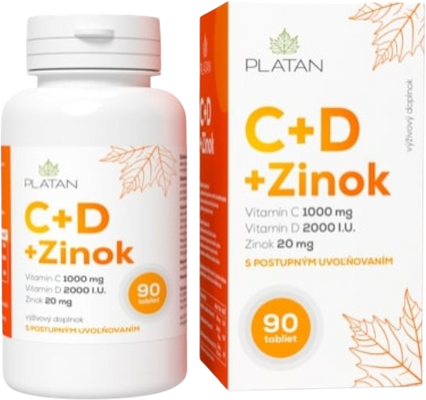Platan Vitamín C + D + Zinok 90 tabliet