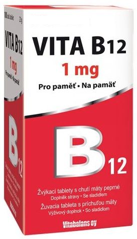 Vitabalans VITA B12 1000 µg žuvacie tablety s príchuťou mäty 30 ks