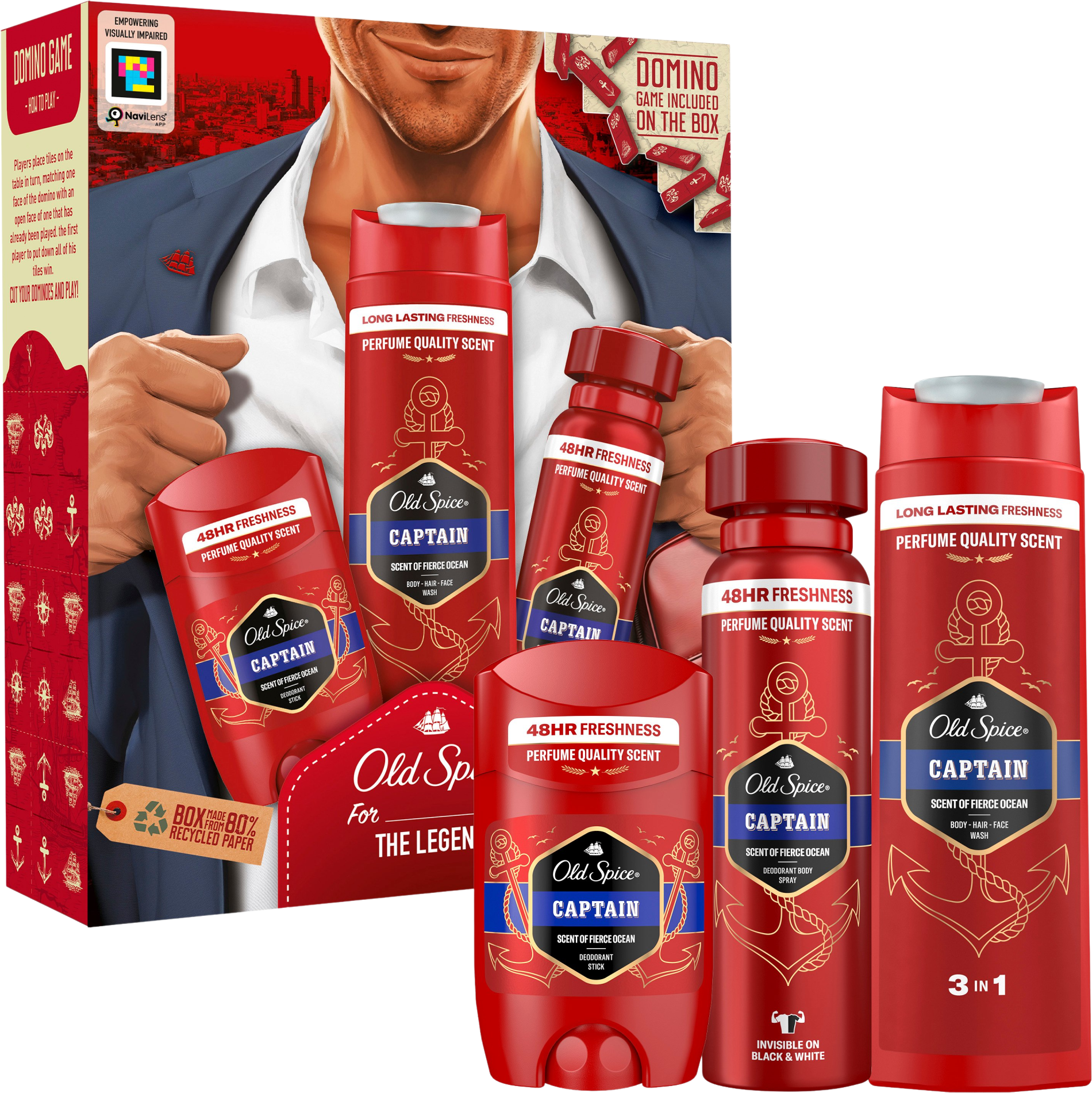 Old Spice Gentleman darčeková sada s tuhým dezodorantom 50 ml, deodorantom v spreji 150 ml a sprchovacím gélom Captain 250 ml