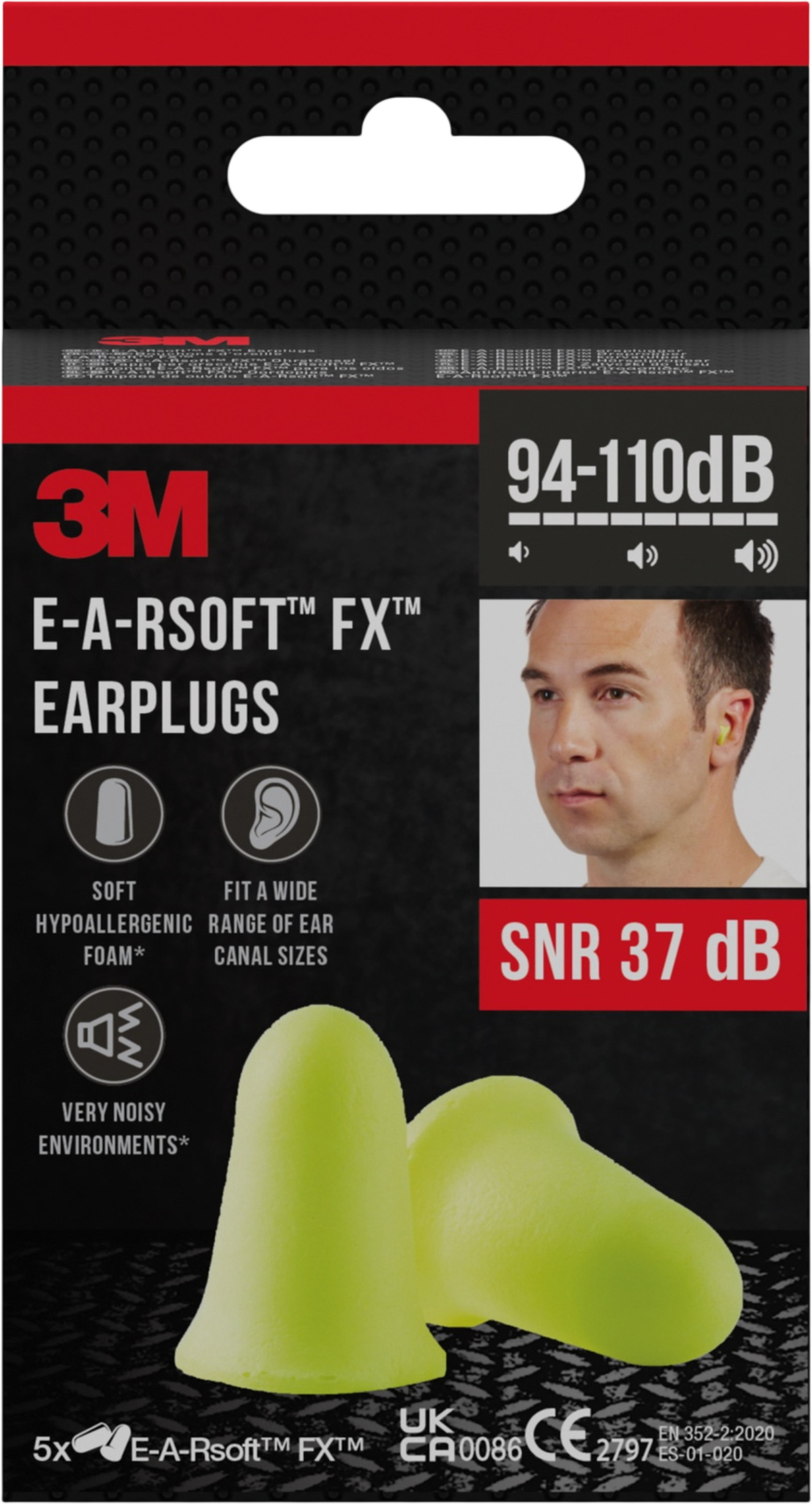 3M Zátkové chrániče sluchu E-A-Rsoft™ FX™, SNR 37 dB, žlté 5 ks