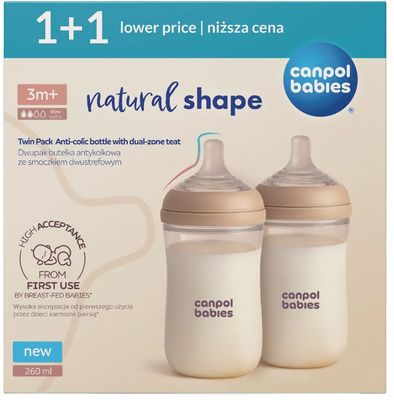 Canpol babies Sada fliaš Natural Shape 2 x 260 ml