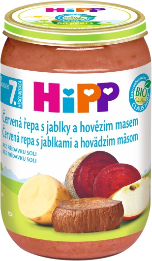 HiPP BIO Červená repa s jablkami a hovädzím mäsom 220 g