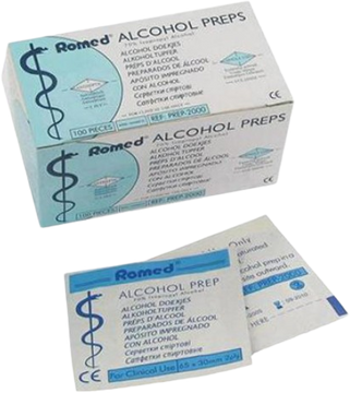 Romed Alkoholové tampóny na dezinfekciu - štvorcové. 100 ks