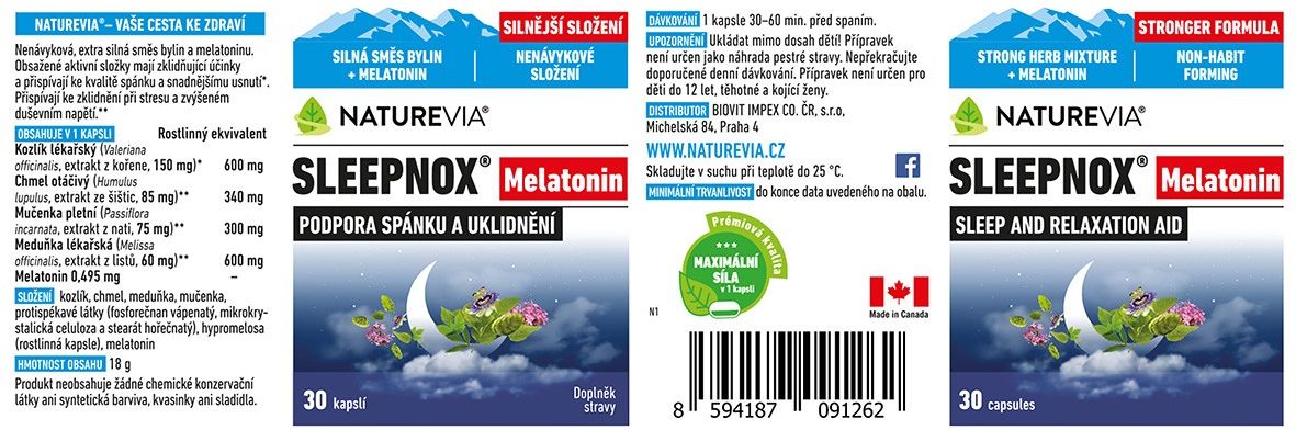 NatureVia Sleepnox Melatonin 30 kapsúl