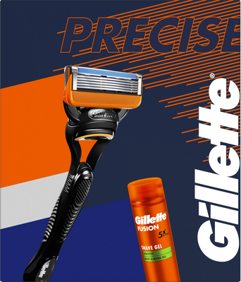 Gillette Fusion Holiaci strojček + 1 náhradná hlavica + Fusion Sensitive gel 200ml 3 ks