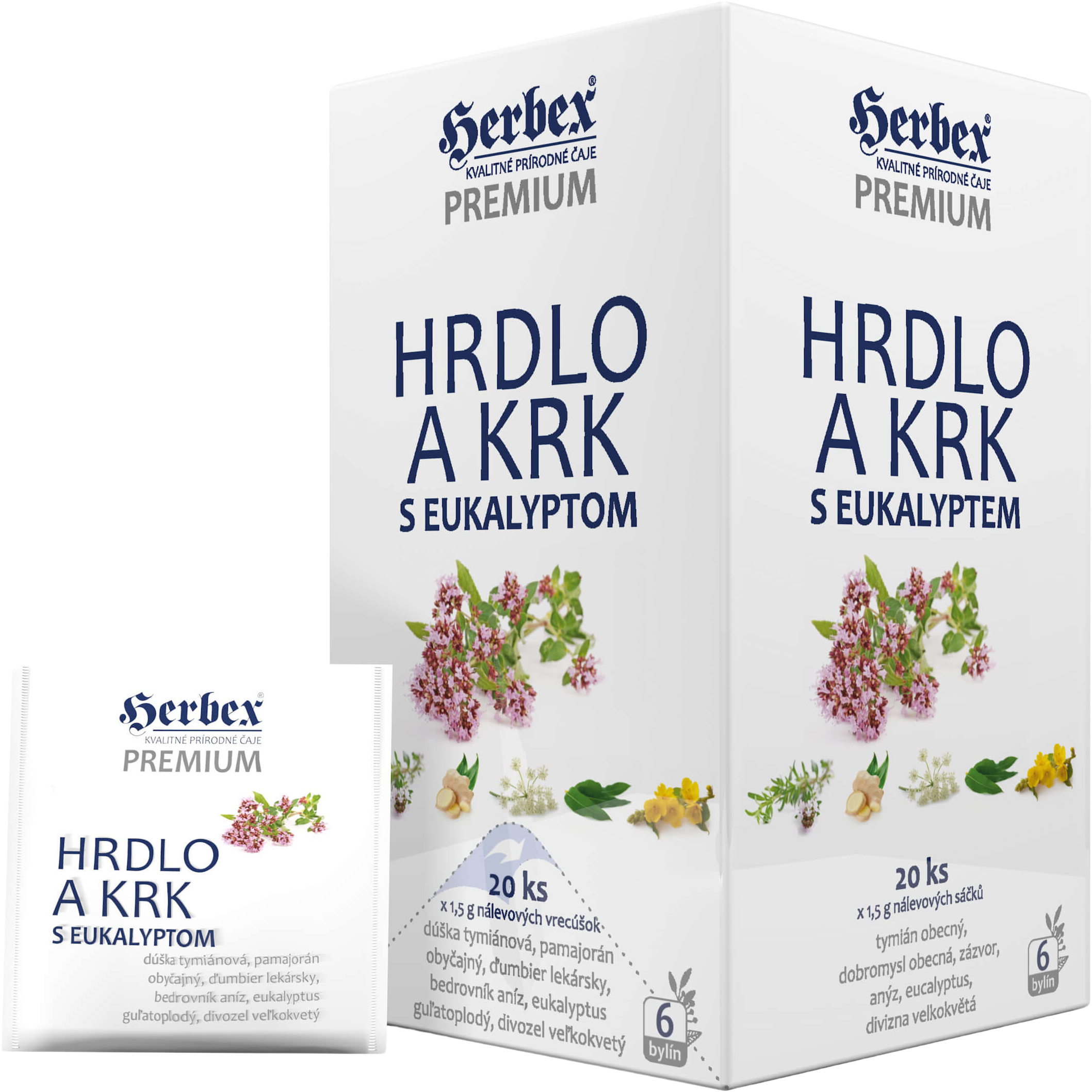 Herbex Premium Hrdlo a krk s eukalyptom vrecká 20 x 1.5 g