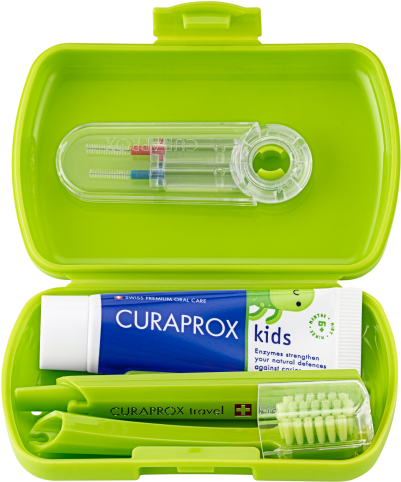 Curaprox Travel set KIDS zelený