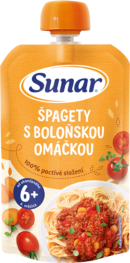 Sunar príkrm špagety s boloňskou omáčkou 6m+ 120 g
