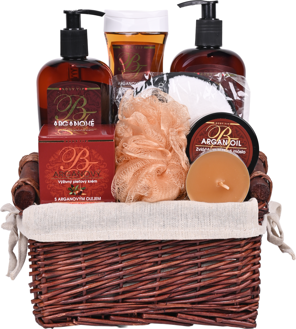 Vivaco Darčekové balenie argan sprchový olej + tekuté mydlo + krém na ruky + telové maslo + pleťový + 3x darček