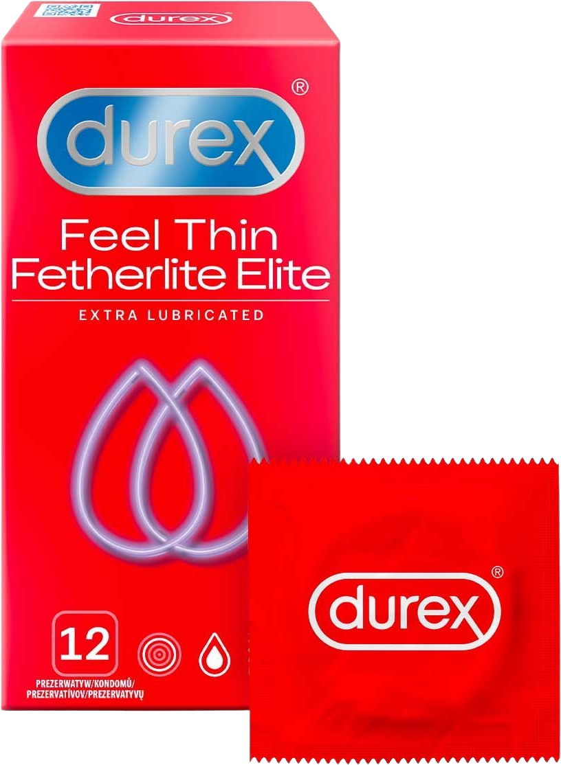 Durex Feel Thin Fetherlite Elite Extra Lubricated Kondómy 12 ks