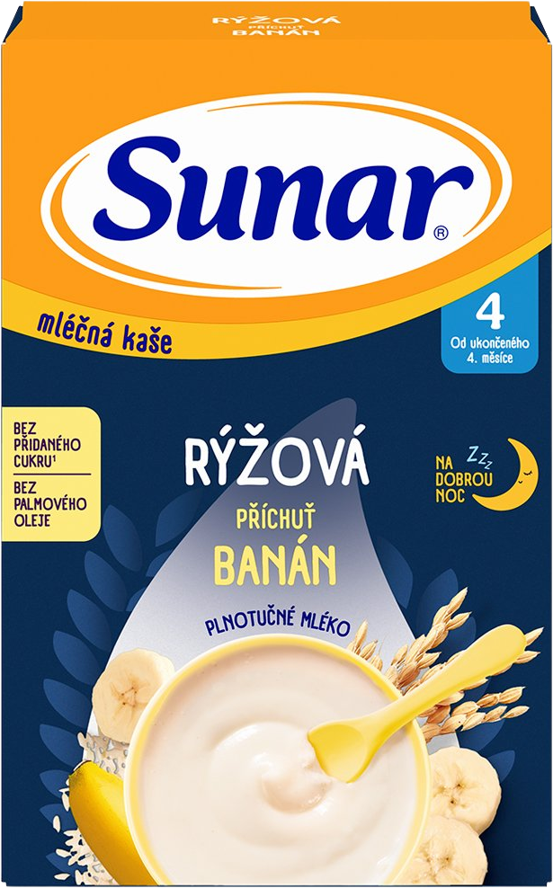 Sunar mliečna kaša ryžová na dobrú noc banánová 210 g