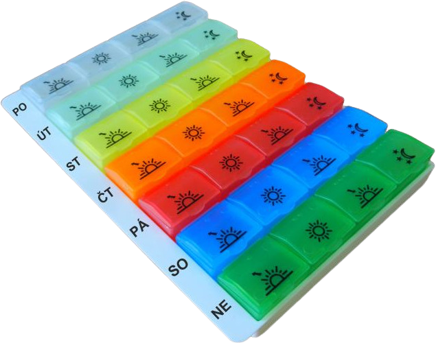 Obzor Dávkovač liekov typ 04 týždenný dúhový