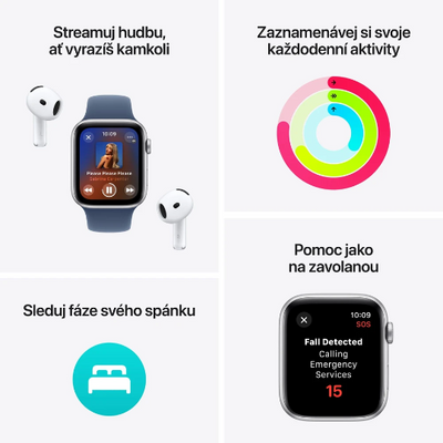 Apple Watch SE (2024) Cellular 44mm Hviezdne biely hliník s jazerne zeleným prevliekacím remienkom