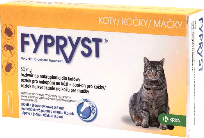 Fypryst Mačky roztok na kvapkanie na kožu 50 mg 0.5 ml