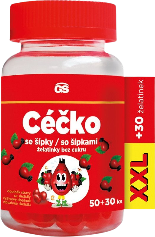 GS CÉČKO so šípkami, želatínky bez cukru 80 ks