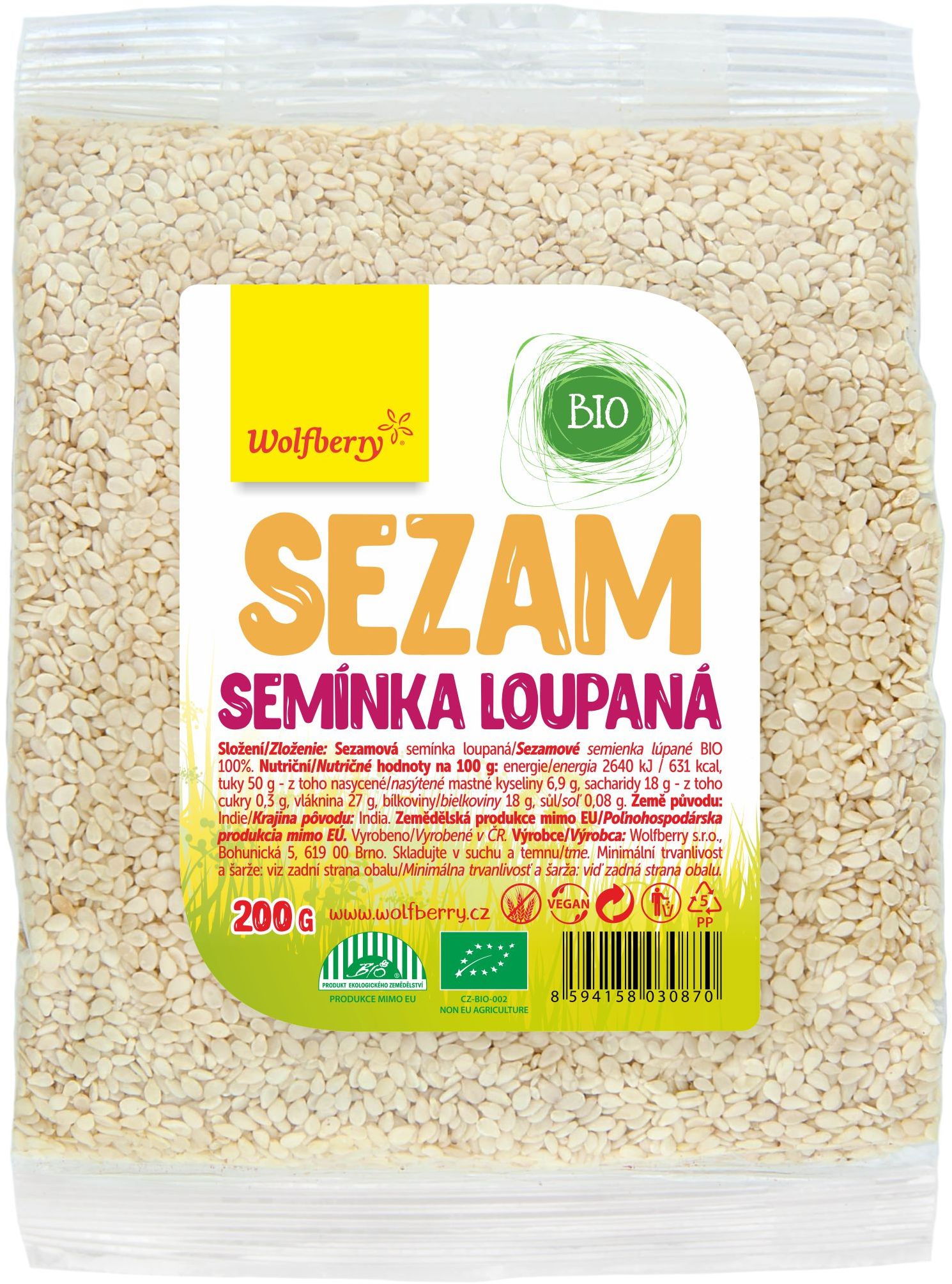 Wolfberry Sezam loupaný BIO 200 g
