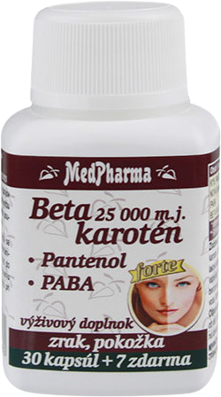 MedPharma Betakarotén 25 000 m.j.+Pantenol+PABA 30 kapsúl