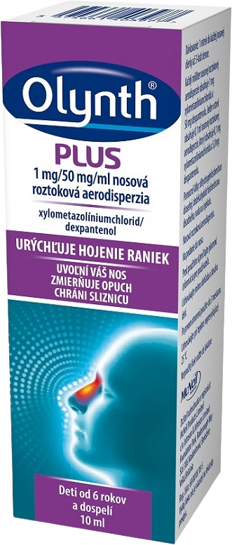Olynth PLUS 1 mg/50 mg/ml nosová roztoková aerodisperzia na liečbu nádchy u dospelých a detí od 6 rokov, 10 ml