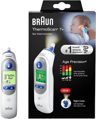 Braun ThermoScan 7+ IRT6525 ušný teplomer so systémom "AGE Precision", s osvetlením