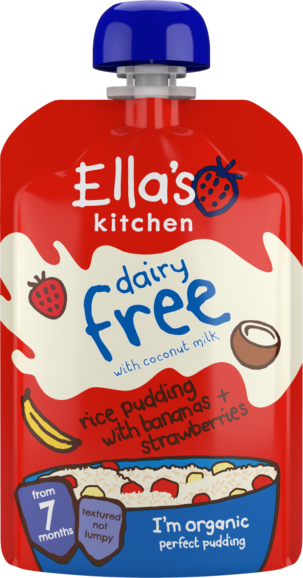 Ella's Kitchen BIO Nemliečny ryžový nákyp s banánmi a jahodami 100 g