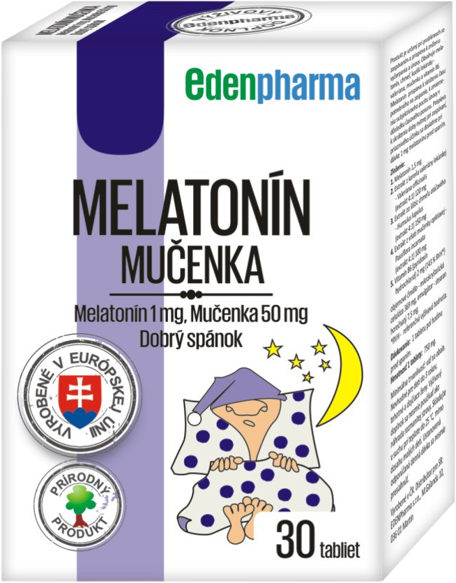 Edenpharma Melatonín 1 mg, mučenka 50 mg, 30 tabliet