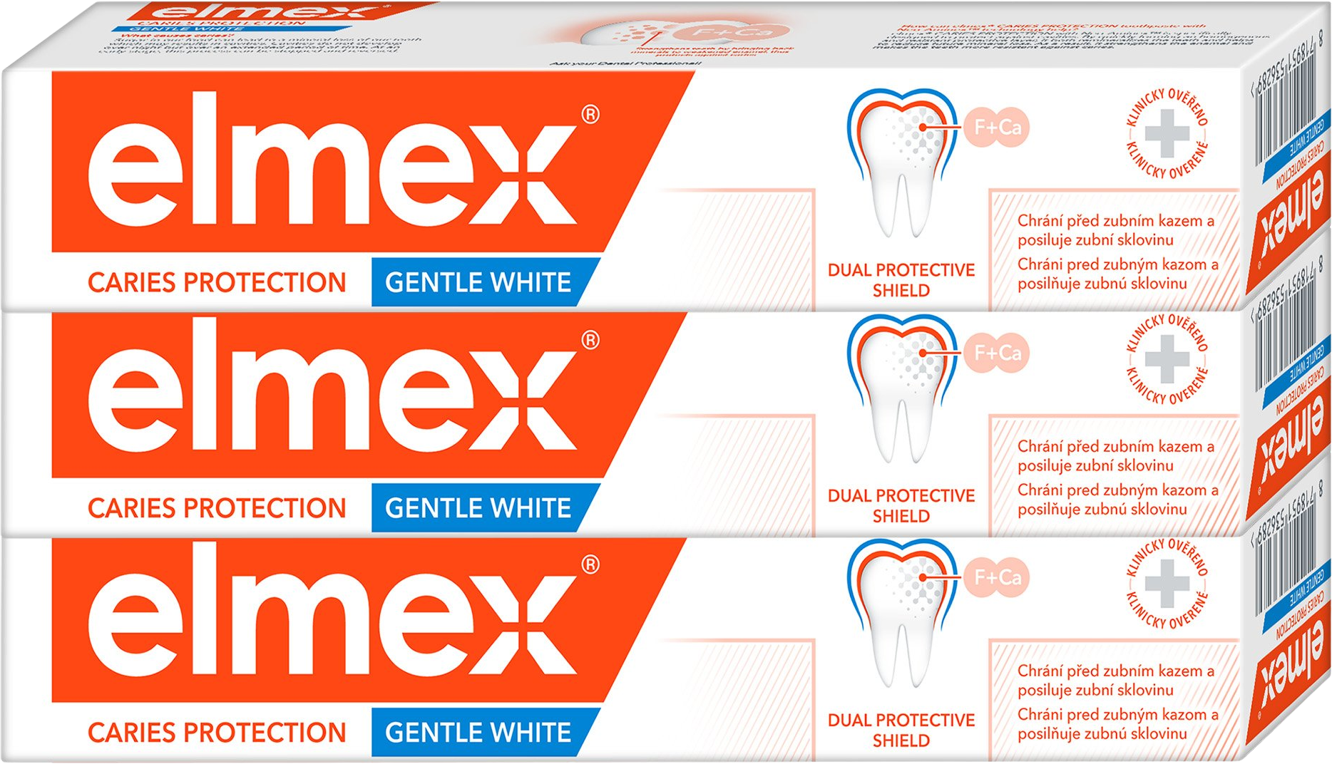Elmex Caries Protection Gentle White zubná pasta proti zubnému kazu triopack 3 x 75 ml