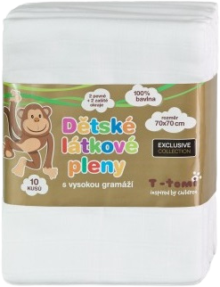 T-Tomi Látkové Tetra plienky, biele 70x70cm, 10 ks