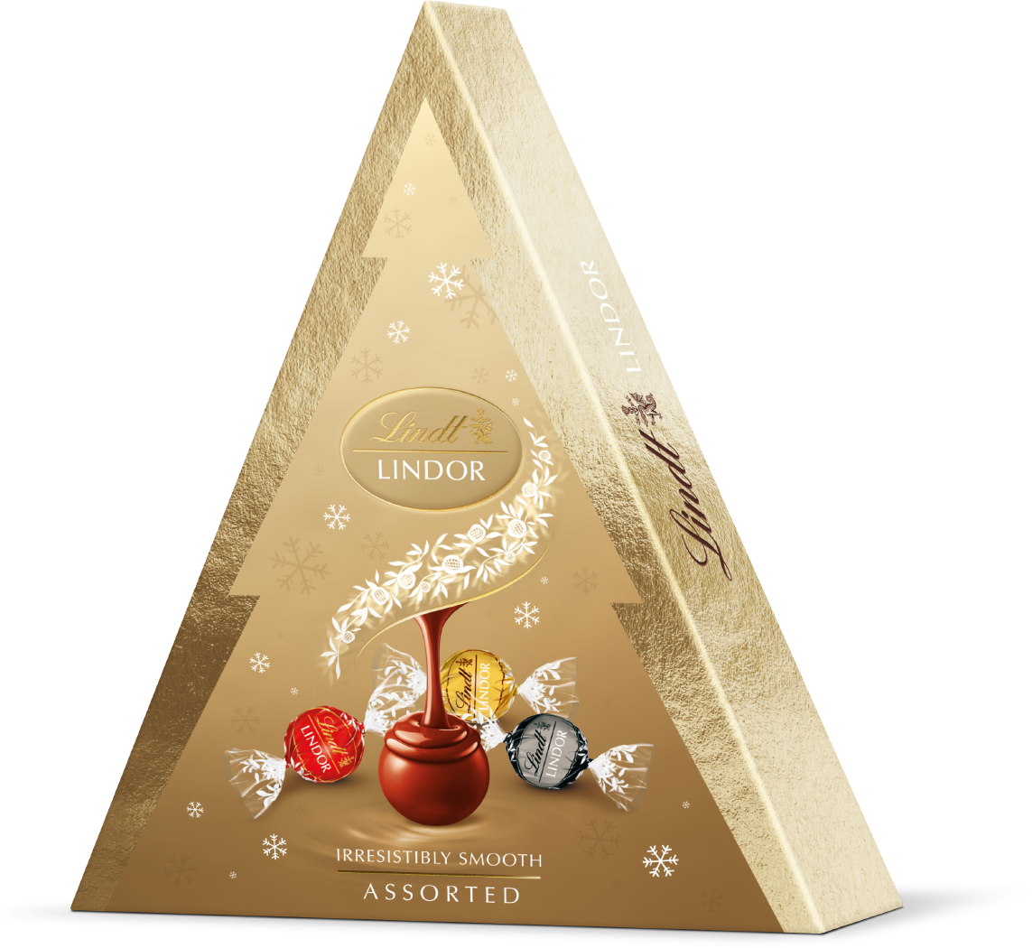 Lindt LINDOR Vianočný stromček Zlatý Mix 125 g