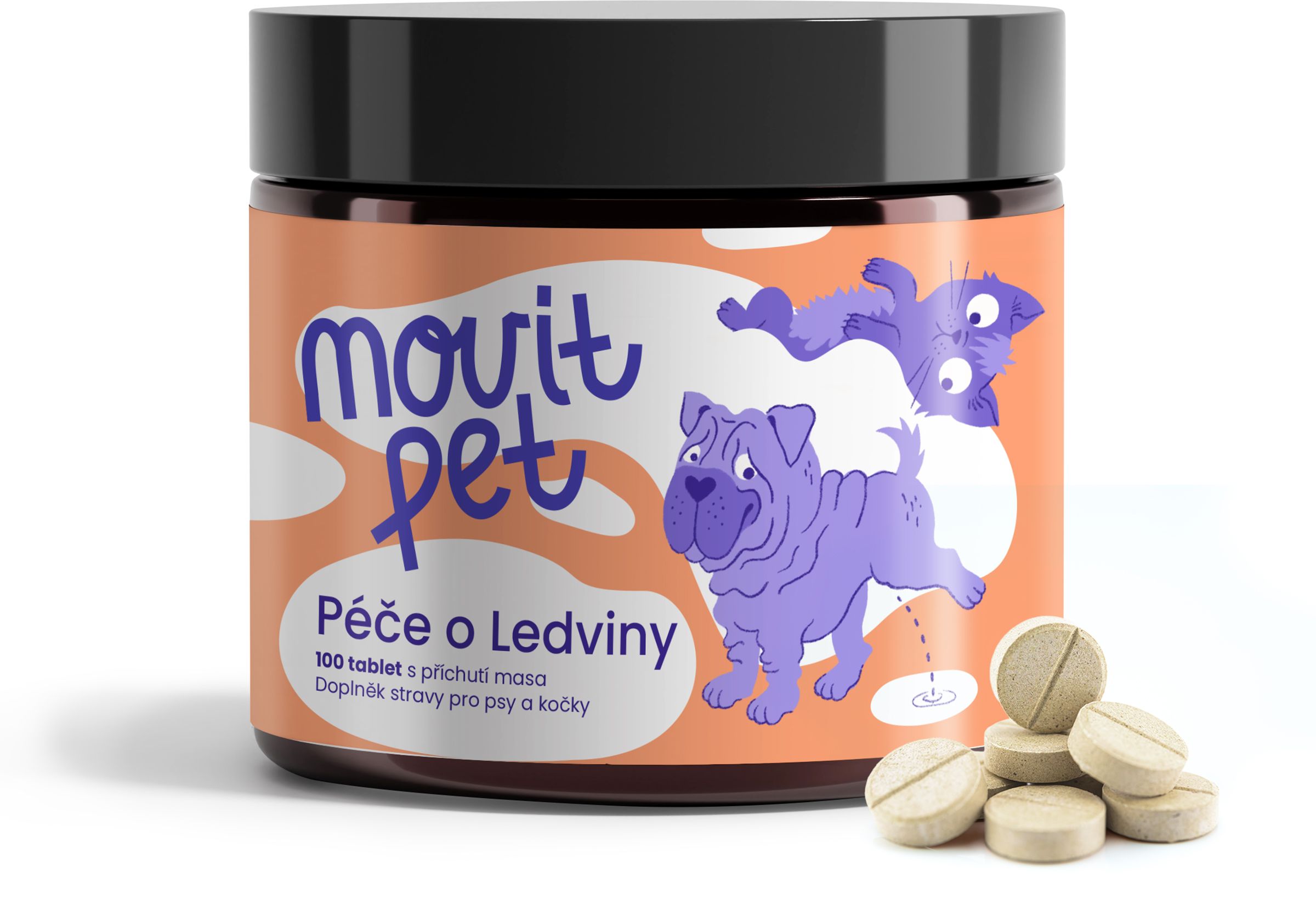 MOVit Energy PET Starostlivosť o obličky s príchuťou mäsa 100 tabliet