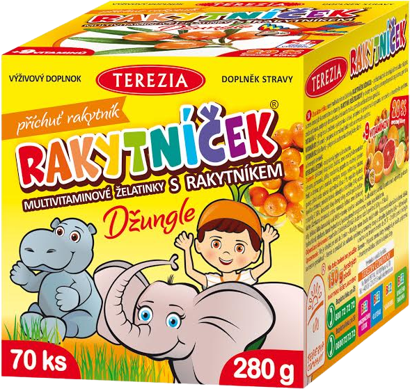 Terezia Rakytníček Džungľa multivitamínové želatínky s rakytníkom 70 ks