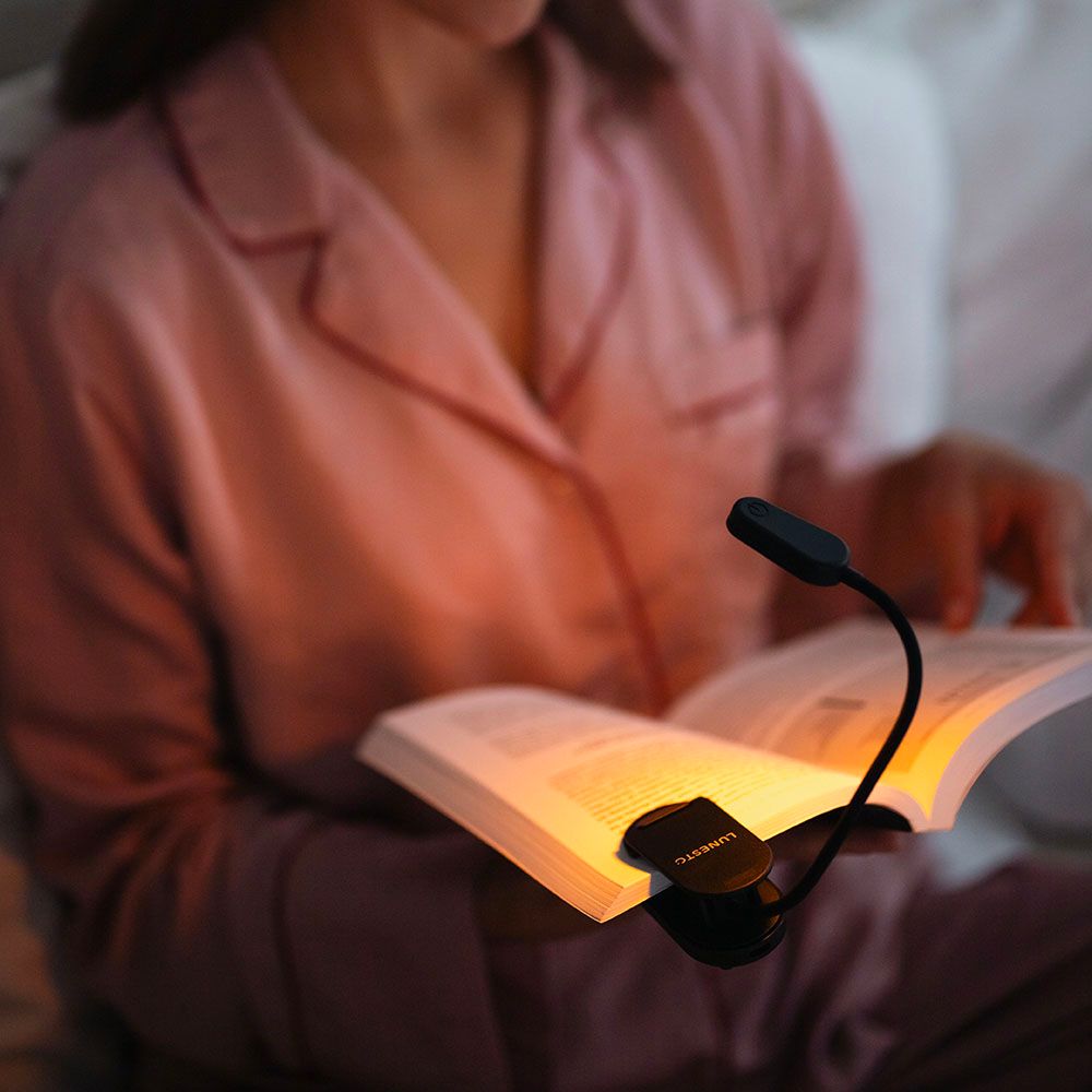 Lunesto LED Lampička na čítanie bez modrej zložky s CLIP-ONEM biela