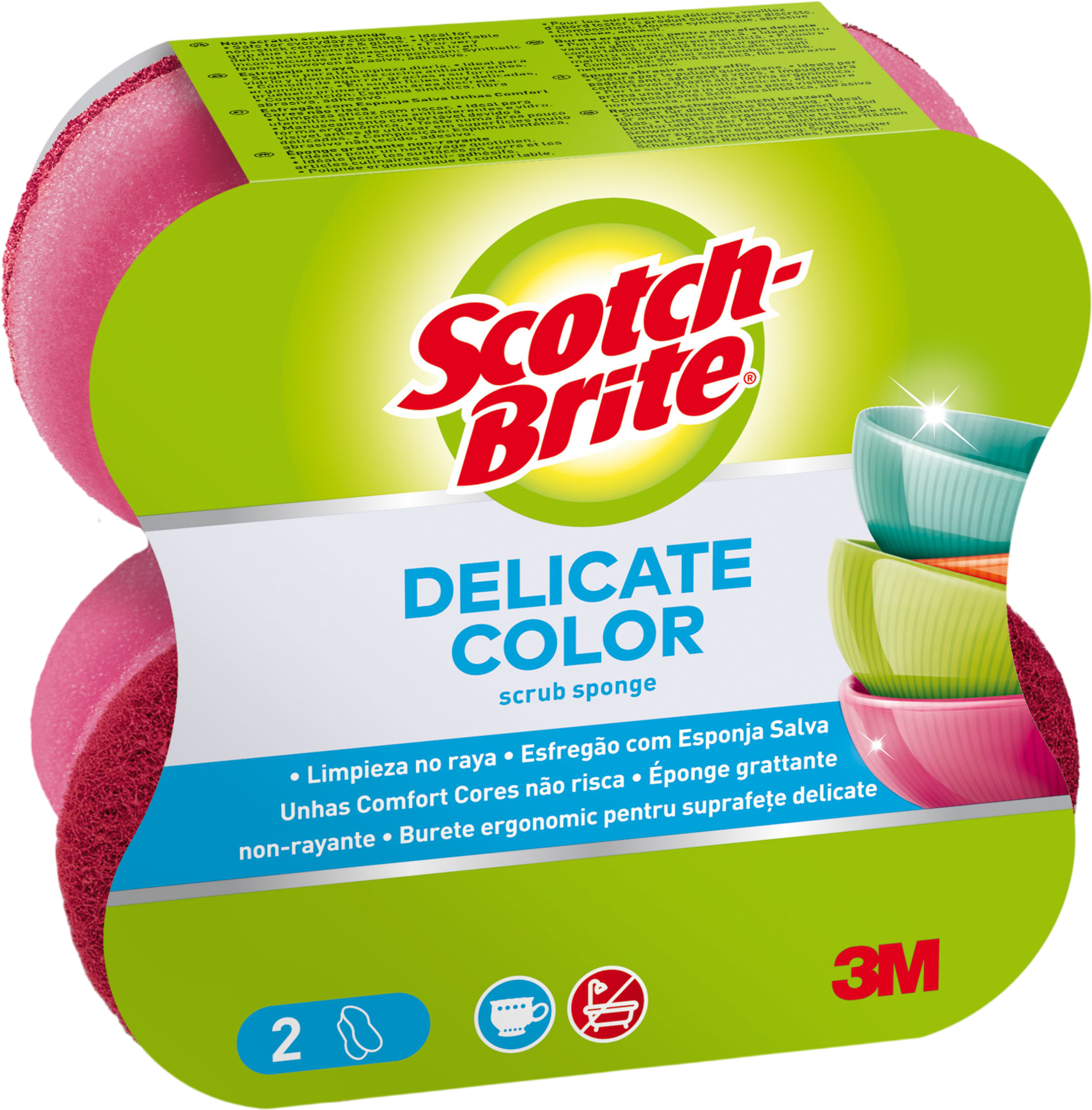3M Scotch-Brite® Delicate Comfort - Neškrabavá farebná hubka 2 ks