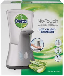 Dettol Bezdotykový dávkovač mydla + Aloe Vera a Vitamín E náplň 250 ml