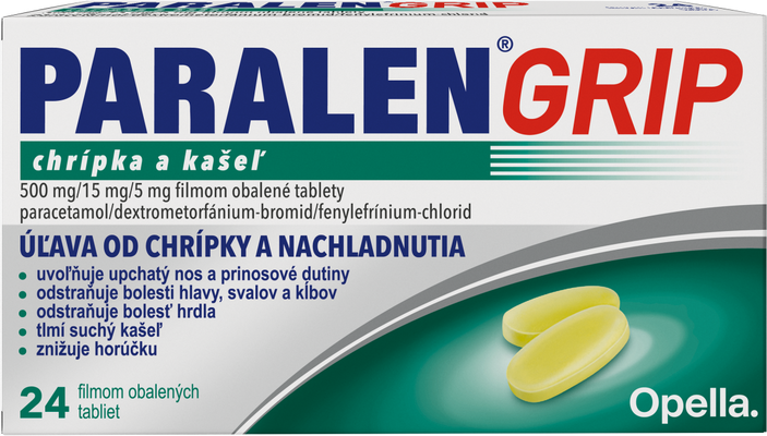 Paralen Grip Chrípka a kašeľ 24 tabliet