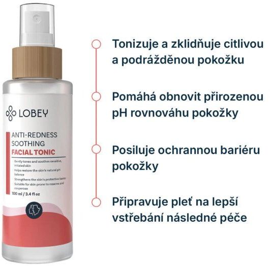 Lobey Upokojujúce pleťové tonikum na začervenanie pleti 100 ml