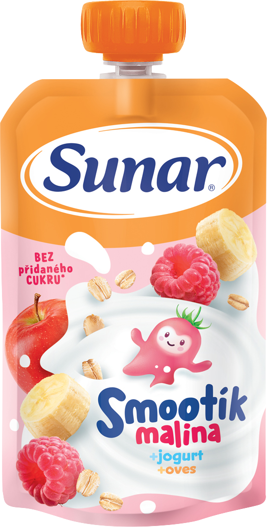 Sunar Smootík detské vrecko malina, jogurt, ovsené vločky 12m+ 120 g