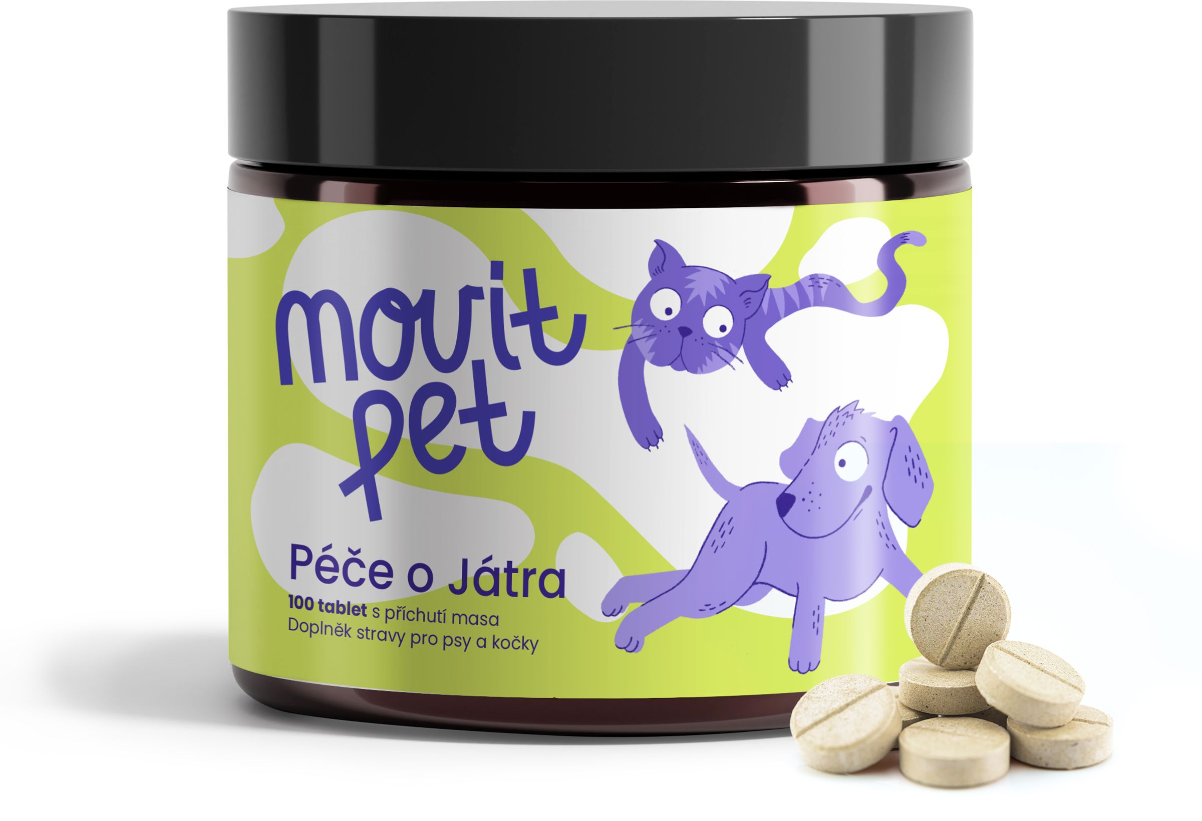 MOVit Energy PET Starostlivosť o pečeň s príchuťou mäsa 100 tabliet