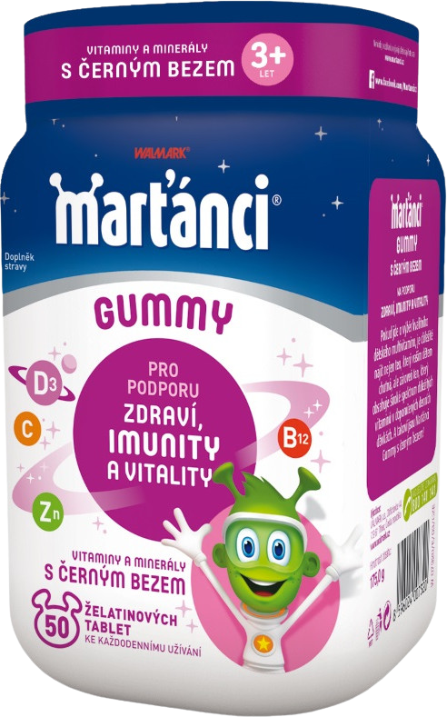 Marťánci Walmark Gummy čierna baza 20mg želatínové tablety 50 ks