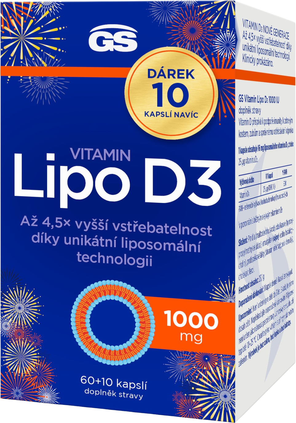 GS Vitamín Lipo D3, 1000 IU, 70 kapsúl