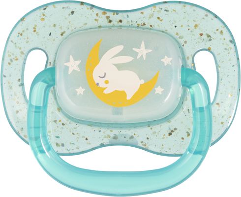 Canpol babies Cumlík svietiaci silikónový simetrický NIGHTGLOW 18m+ chlapec 2 ks