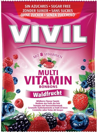 Vivil BONBONS MULTIVITAMÍN drops s príchuťou lesného ovocia bez cukru 60 g