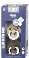 BIBS Colour Cumlíky z prírodného kaučuku - veľkosť 1, Vanilla nočný/Dark Oak nočný 2 ks