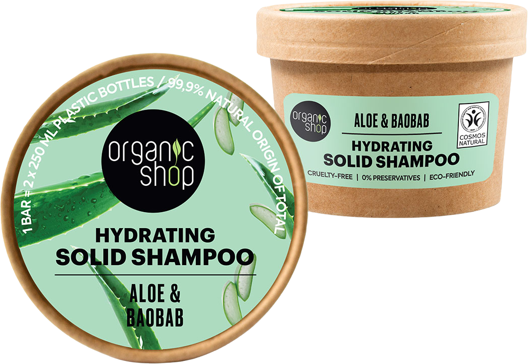 Organic Shop Hydratačný tuhý šampón Aloe a baobab 60 g