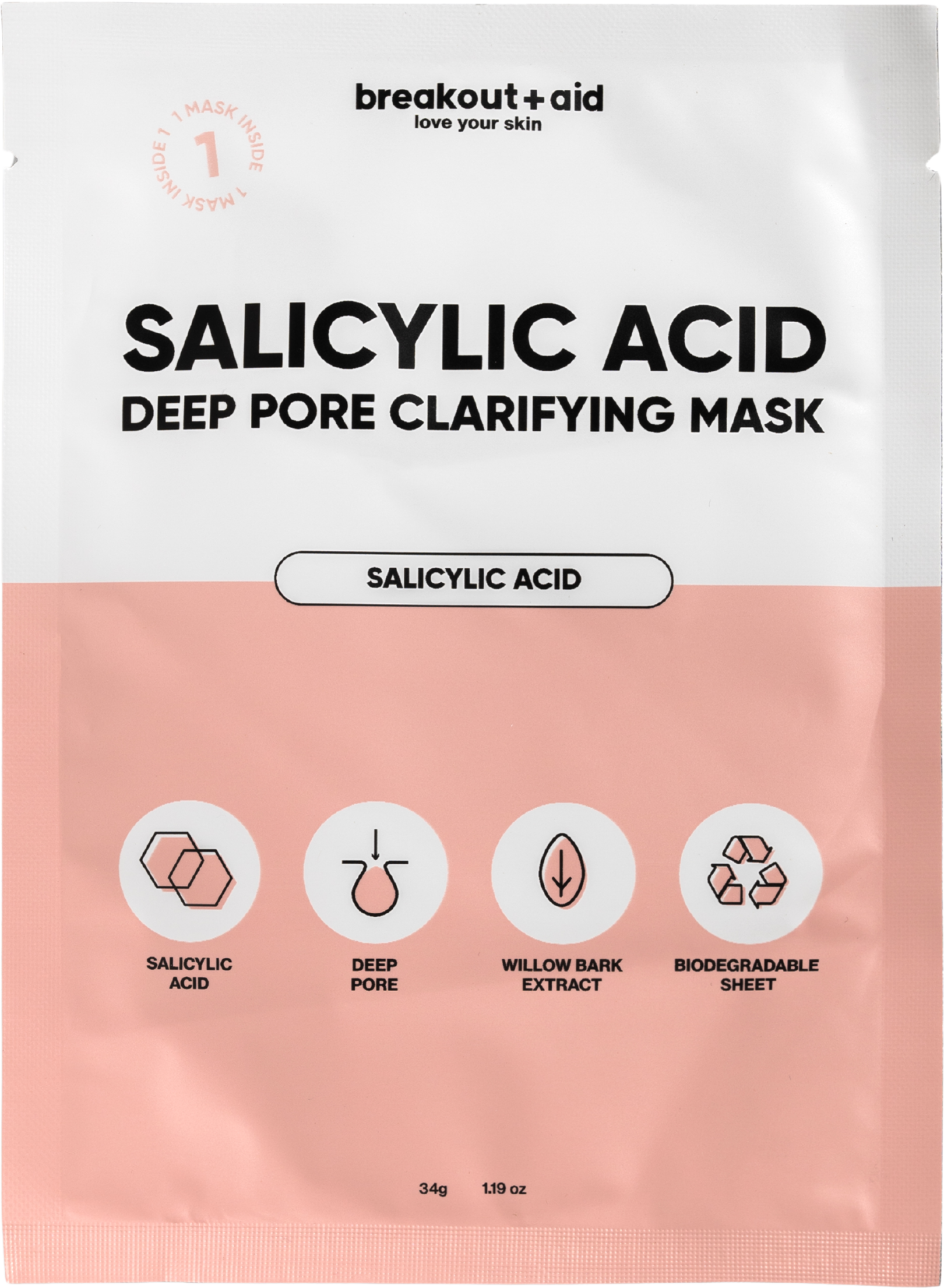 Breakout+aid Čistiaca maska na zanesené póry s kyselinou salicylovou 34 g