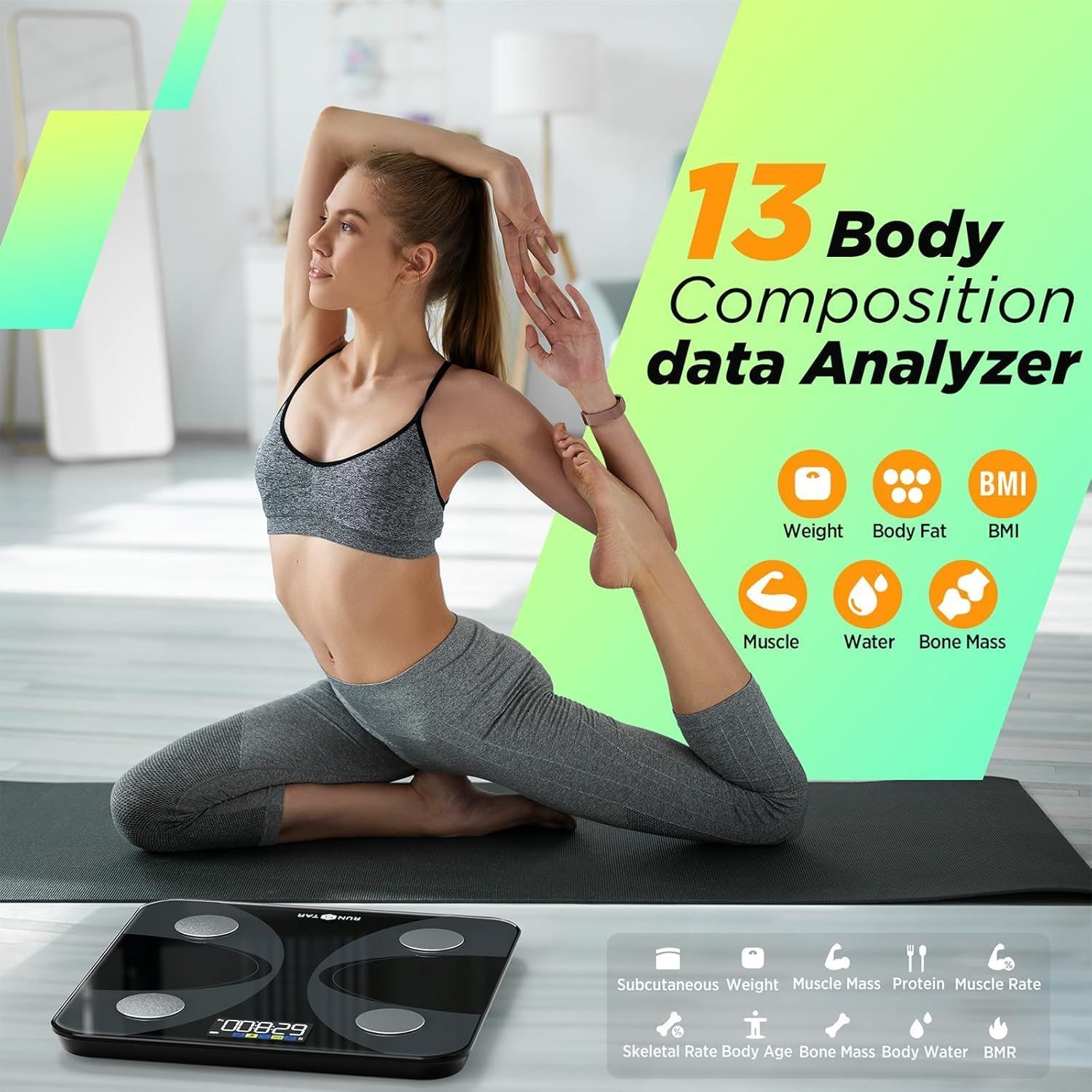 Runstar 4E Body Scale Diagnostická osobná inteligentná váha, čierna