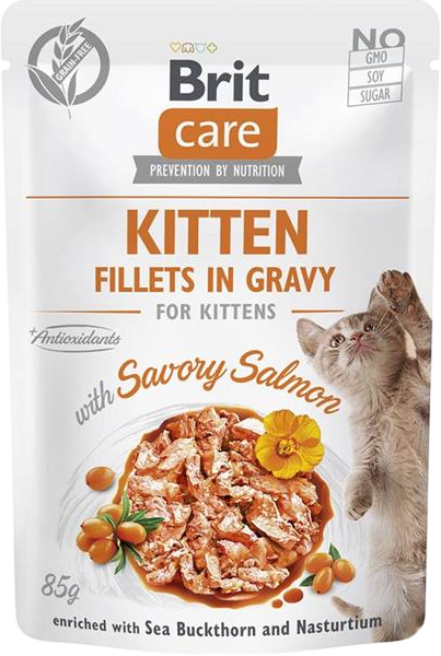 Brit Care Mačka Kitten filety v šťave s lososom 85 g