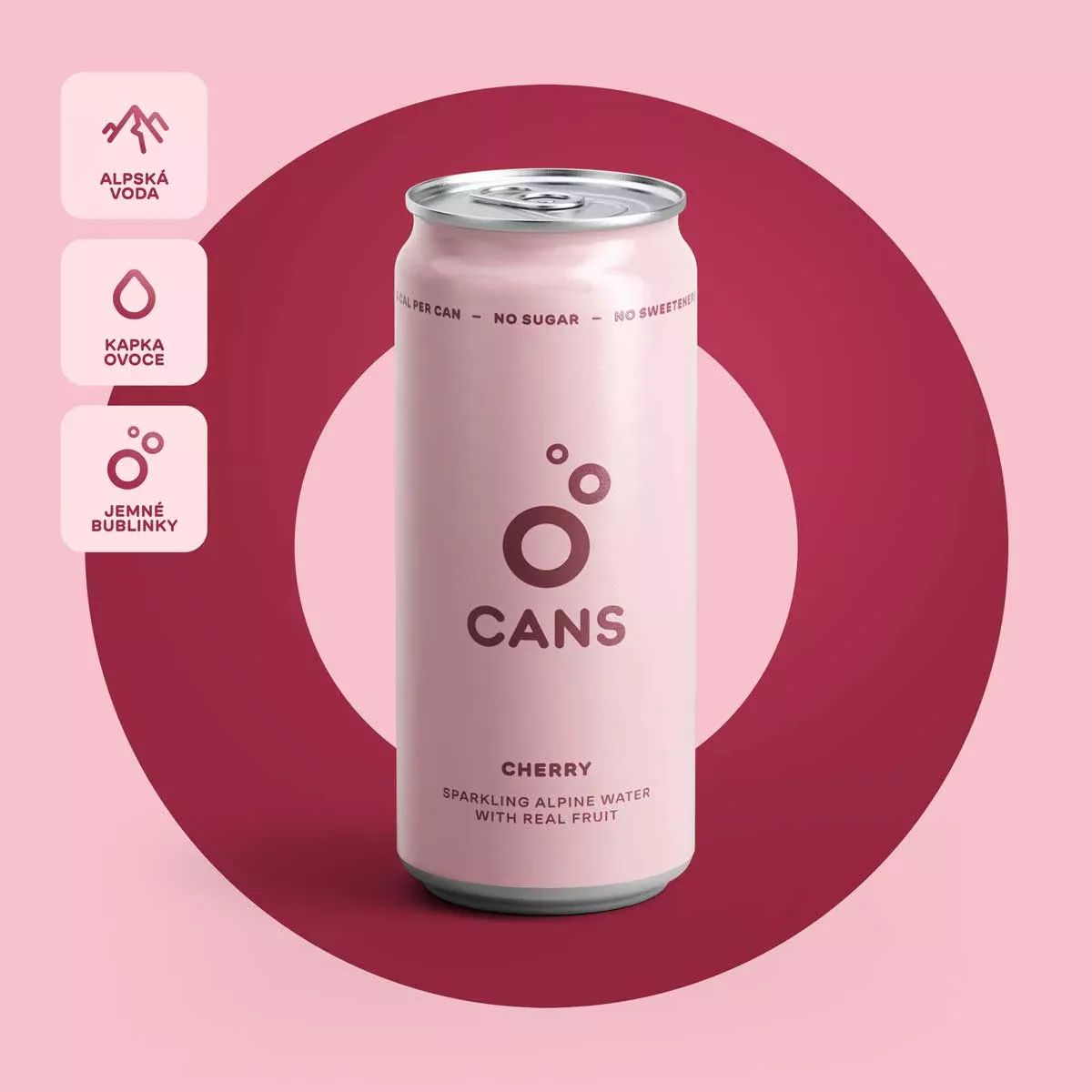 CANS Alpská perlivá voda s príchuťou višne a čerešne 330 ml