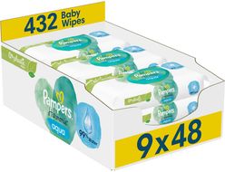 Pampers Harmonie Aqua Plastic Free Vlhčené obrúsky 9 x 48 ks