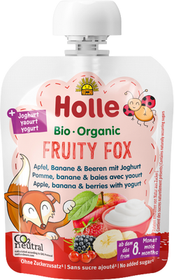 Holle Fruity Fox - bio detské ovocné pyré s jogurtom. 85 g