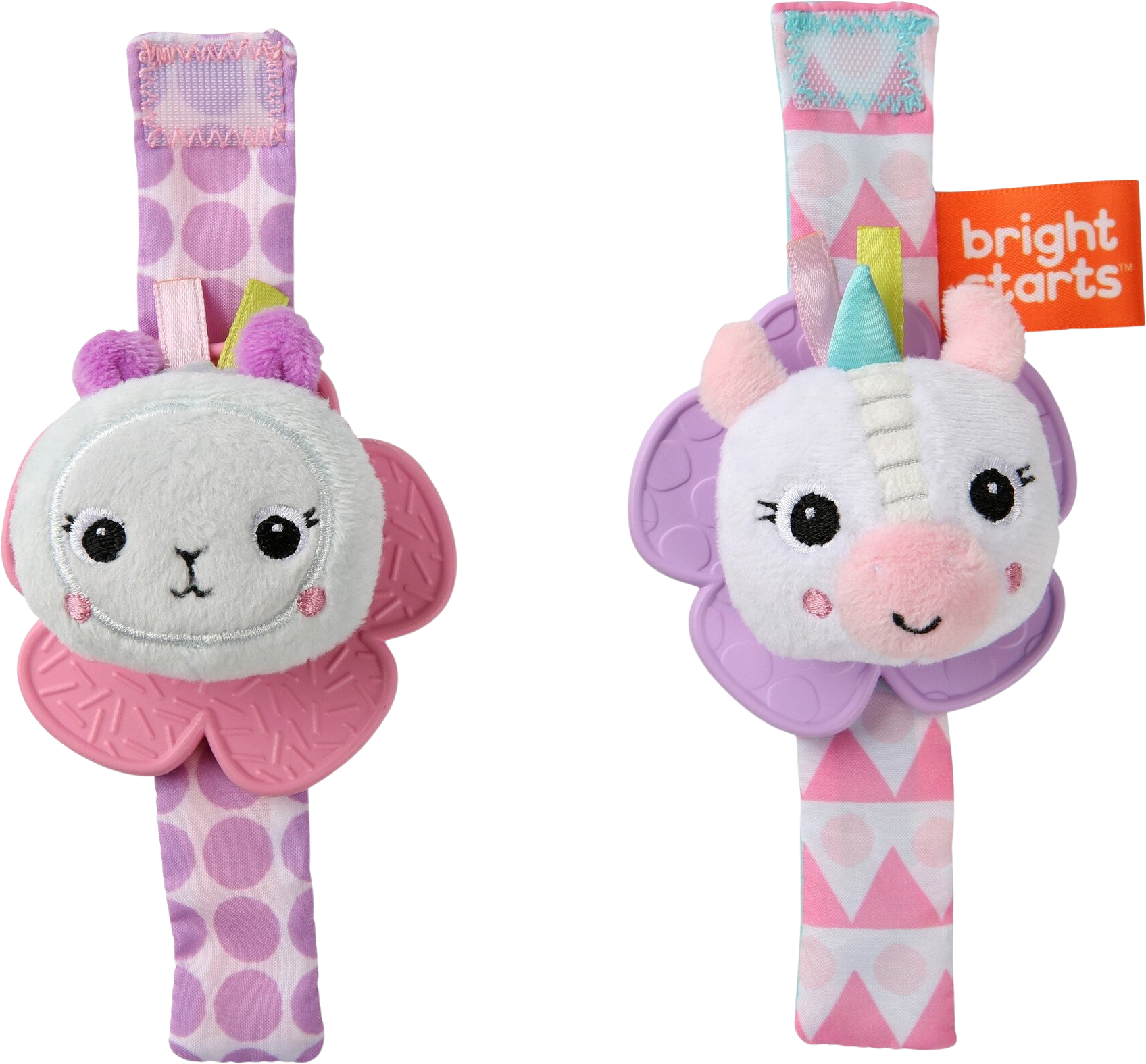 Bright Starts Hrkálka s hryzátkom na ruku jednorožec/lama 0m+ 2 ks